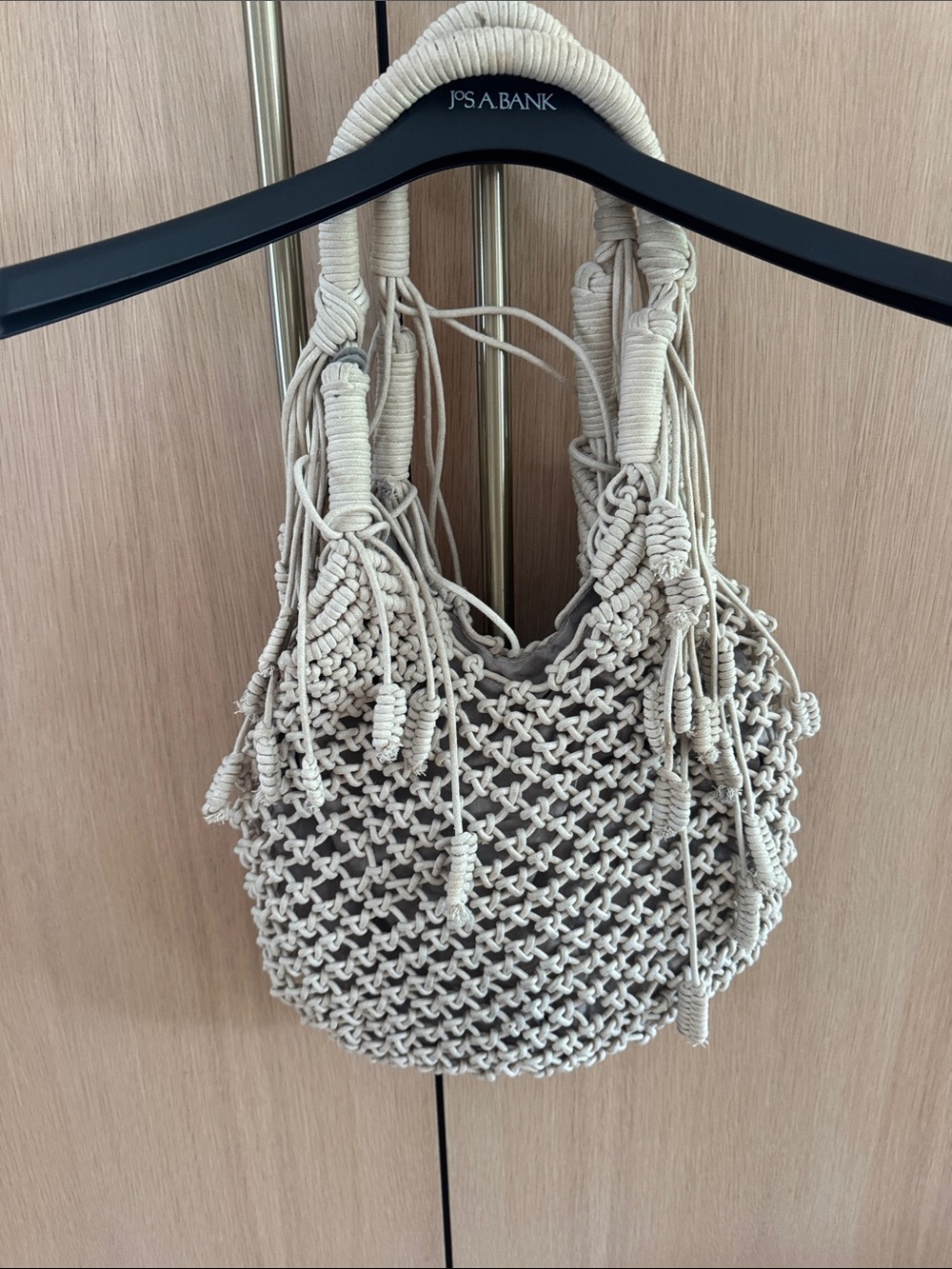 Calypso St. Barth Cream Handwoven Macramé Shoulder Bag